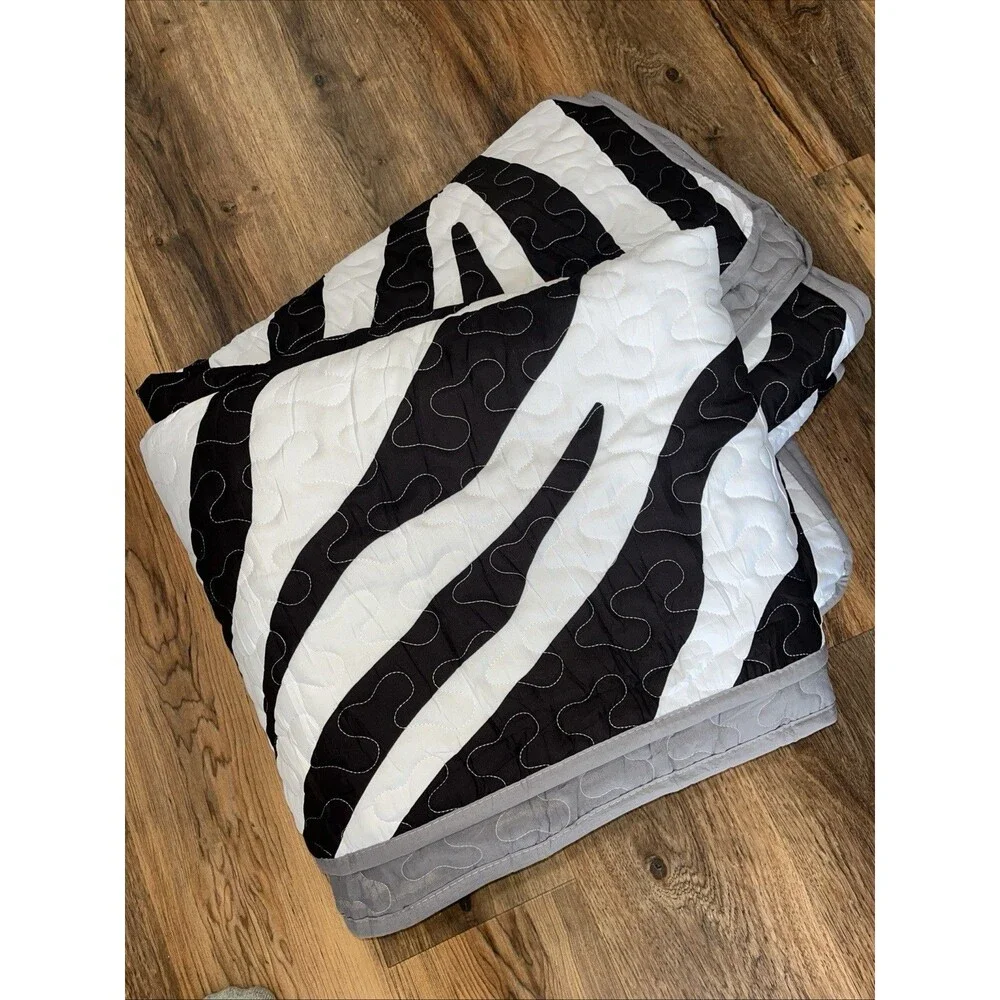 Pamnest Quilt Set Full/Queen Size, Zebra Stripe Animal 3 Pcs Soft Bed